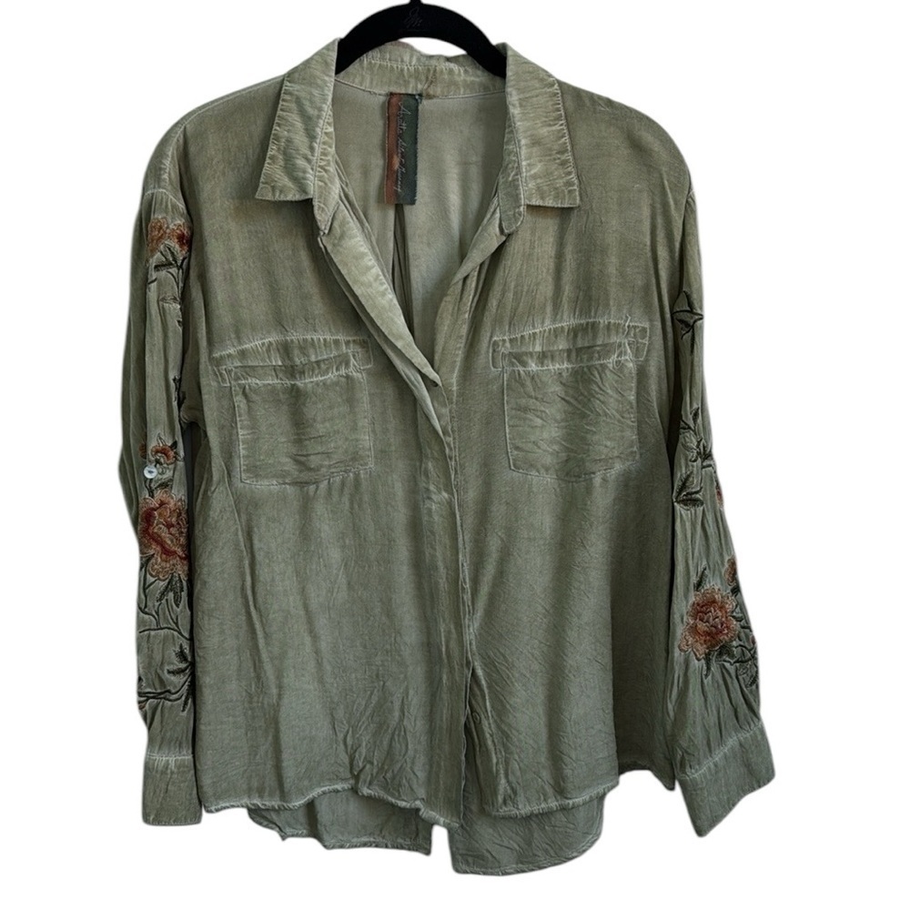 Aratta Silent Journey Embroidered Floral Collared Blouse Size Small - Picture 11 of 15